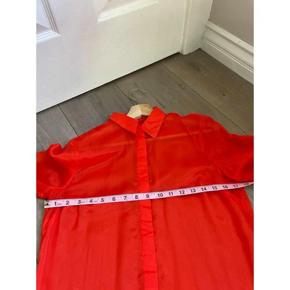 J. CREW size 2 Button Up Shirt in Sheer Organza Womens red READ!!